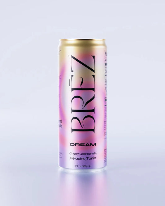 BREZ Dream can on a light gray background