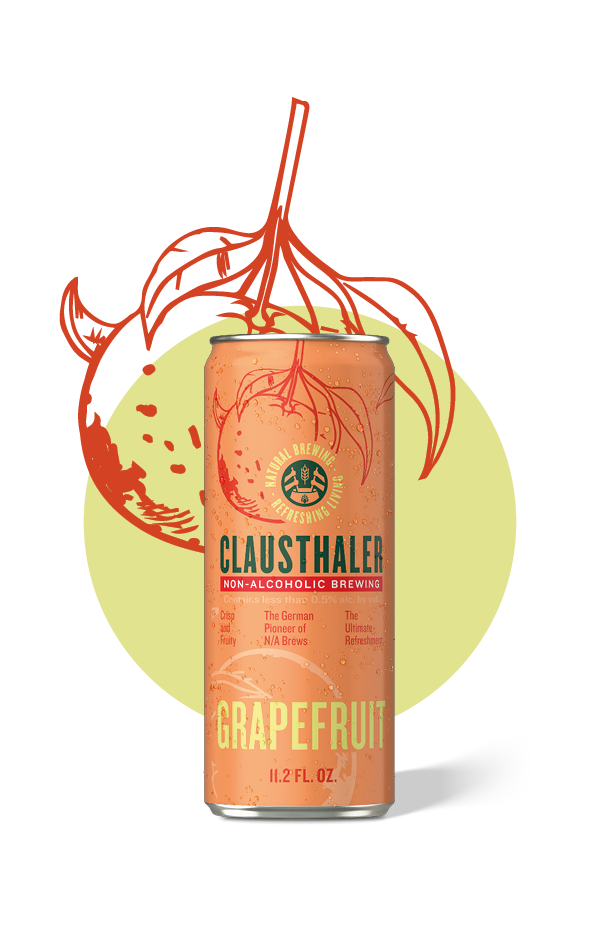 Grauältaler non-alcoholic grapefruit beer can with grapefruit illustration on a white background