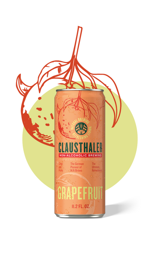 Grauältaler non-alcoholic grapefruit beer can with grapefruit illustration on a white background