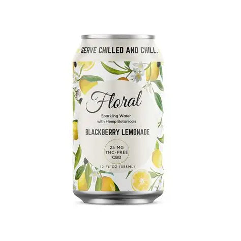 Can of Floral Blackberry Lemonade sparkling water on a white background