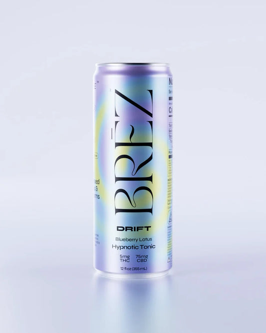 BREZ Drift can on a light purple background