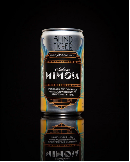 A can of Blind Tiger Sidecar Mimosa non-alcoholic ready-to-drink cocktail.