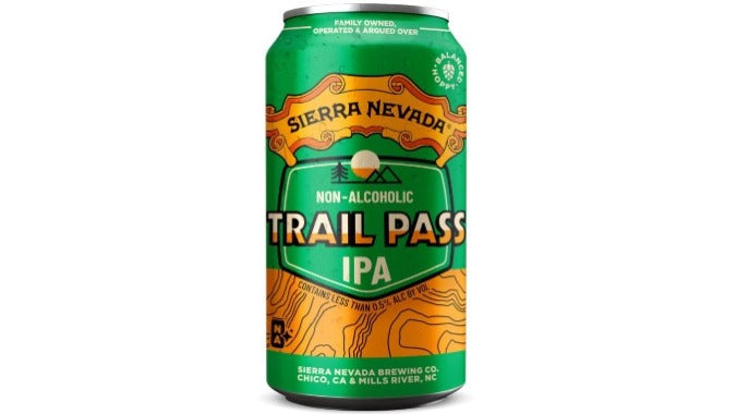 Sierra Nevada Trail Pass IPA non-alcoholic beer can on a white background